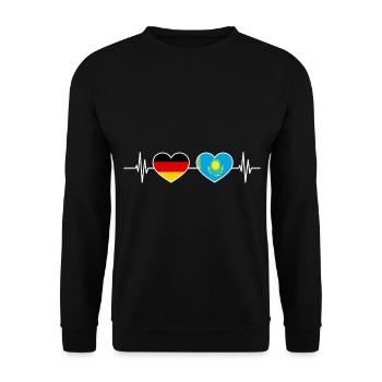 Herzschlag Deutschland Kasachstan - Unisex Pullover - Schwarz - Vorne - Alina (178cm) & Michal (187cm)