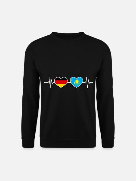 Herzschlag Deutschland Kasachstan - Unisex Pullover - Schwarz