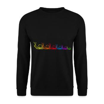Regenbogen Schnecken Schnecke Schneckenhaus LGBT - Unisex Pullover - Schwarz - Vorne - Alina (178cm) & Michal (187cm)