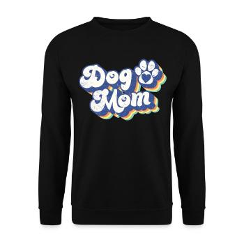 Dog Mom - Retro Dog Paw Funny Dog Lover Mom Gift - Unisex Sweatshirt - black - Front - Alina (178cm) & Michal (187cm)