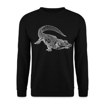 Krokodil Kunst Skizze Grafik Wildtierliebhaber - Unisex Pullover - Schwarz - Vorne - Alina (178cm) & Michal (187cm)