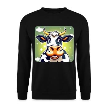Cute Cow - Unisex Sweatshirt - black - Front - Alina (178cm) & Michal (187cm)