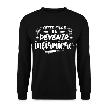 Cette Fille Va Devenir Infirmière - Sweat-shirt Unisexe - noir - Devant - Alina (178cm) & Michal (187cm)
