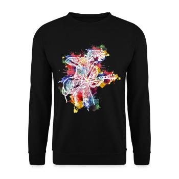 Gitarren-Evolution-Aquarell-Design für - Unisex Pullover - Schwarz - Vorne - Alina (178cm) & Michal (187cm)
