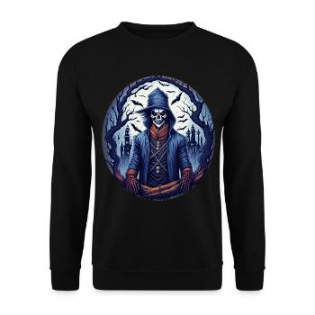 Gruseliger Fête d’Halloween Kostüm Hexenmeister - Sweat-shirt Unisexe - noir - Devant - Alina (178cm) & Michal (187cm)