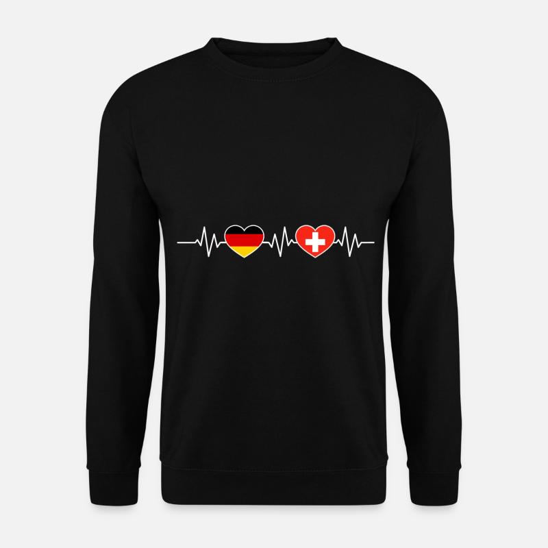 Herzschlag Deutschland Schweiz - Unisex Pullover - Schwarz