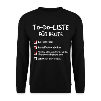 Bier to do Liste abgehakt - RAHMENLOS Geschenk - Unisex Pullover - Schwarz - Vorne - Alina (178cm) & Michal (187cm)