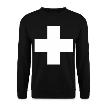 FWD - Weisses Kreuz - erste Hilfe - Feuerwehr und - Unisex Pullover - Schwarz - Vorne - Alina (178cm) & Michal (187cm)