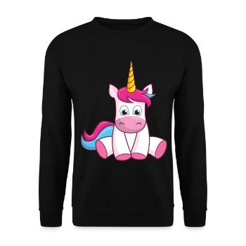Licorne assise cadeau de licorne - Sweat-shirt Unisexe - noir - Devant - Alina (178cm) & Michal (187cm)
