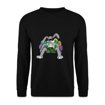 Kiffender Osterhase, geschenk ostern kiffen weed - Unisex Pullover - Schwarz - Vorne - Alina (178cm) & Michal (187cm)