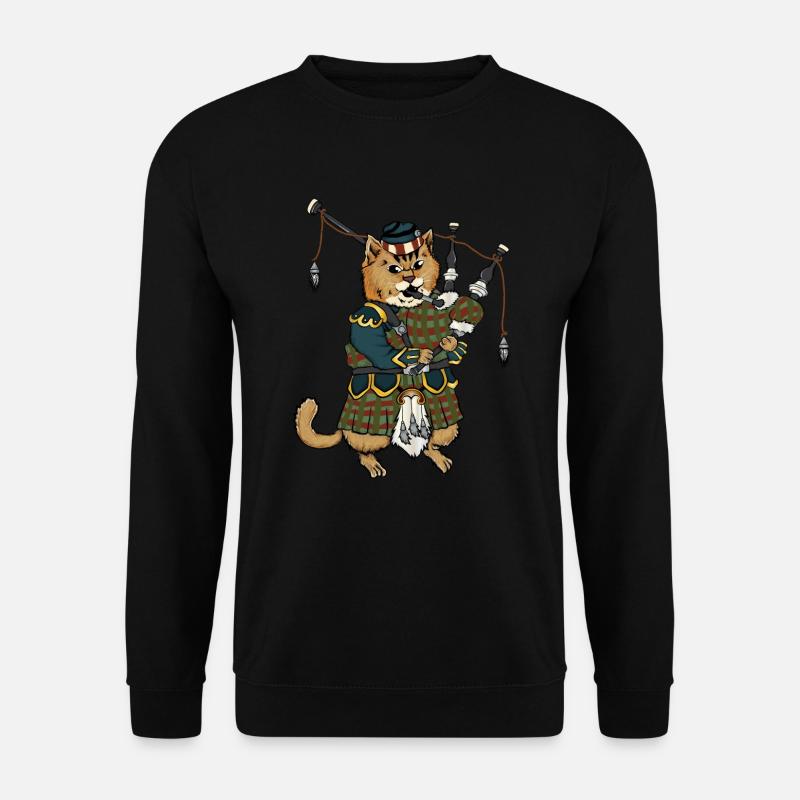 Schottische Katze, geschenk katzen dudelsack musik - Unisex Pullover - Schwarz