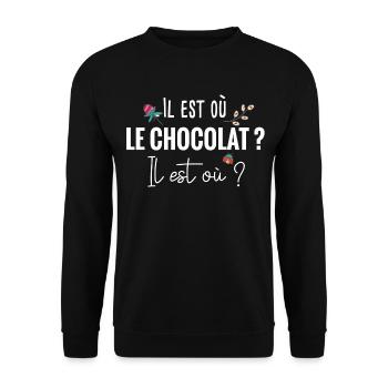 Chocolat Paques Humour Chocolatier Noel Gourmand - Sweat-shirt Unisexe - noir - Devant - Alina (178cm) & Michal (187cm)