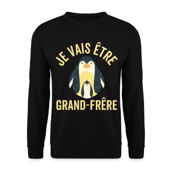 Je Vais Être Un Grand Frère pingouins - Sweat-shirt Unisexe - noir - Devant - Alina (178cm) & Michal (187cm)