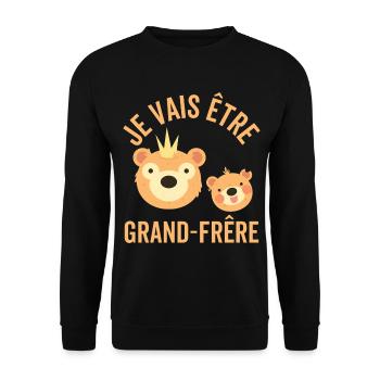 Je Vais Être Un Grand Frère ours - Sweat-shirt Unisexe - noir - Devant - Alina (178cm) & Michal (187cm)