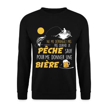 Pêcheur, citation pêche cadeau fête des pères - Sweat-shirt Unisexe - noir - Devant - Alina (178cm) & Michal (187cm)