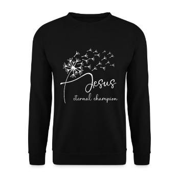 Jesus, eternal champion has a chic dandelion graph - Unisex Sweatshirt - black - Front - Alina (178cm) & Michal (187cm)