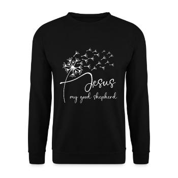 Jesus, my good shepherd has a chic dandelion graph - Unisex Sweatshirt - black - Front - Alina (178cm) & Michal (187cm)