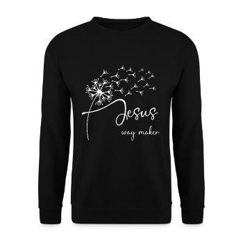 Jesus, way maker has a chic dandelion graphic desi - Unisex Sweatshirt - black - Front - Alina (178cm) & Michal (187cm)