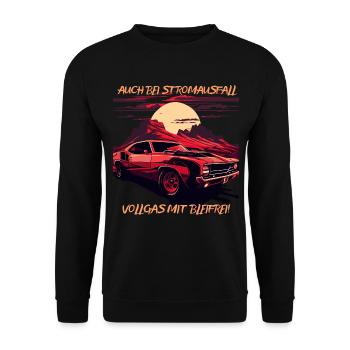 Kein strom, kein Problem - Unisex Pullover - Schwarz - Vorne - Alina (178cm) & Michal (187cm)