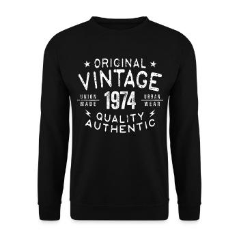 1974 Birthday 1974 Vintage 1974 Birthday - Unisex Sweatshirt - black - Front - Alina (178cm) & Michal (187cm)
