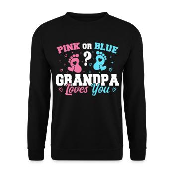Rosa oder blauer Opa liebt dich - Opa - Unisex Pullover - Schwarz - Vorne - Alina (178cm) & Michal (187cm)