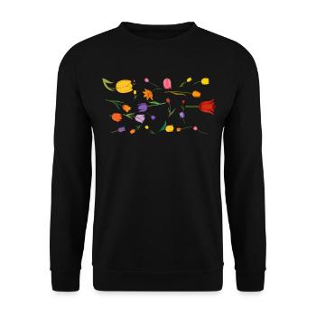 Blumen Tulpen Frühling - Unisex Pullover - Schwarz - Vorne - Alina (178cm) & Michal (187cm)