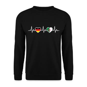 Algérie Allemagne Battement de cœur Drapeau Algérien - Sweat-shirt Unisexe - noir - Devant - Alina (178cm) & Michal (187cm)