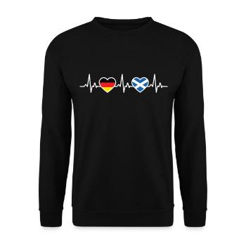 Scotland Germany Heartbeat Flag Scots - Unisex Sweatshirt - black - Front - Alina (178cm) & Michal (187cm)