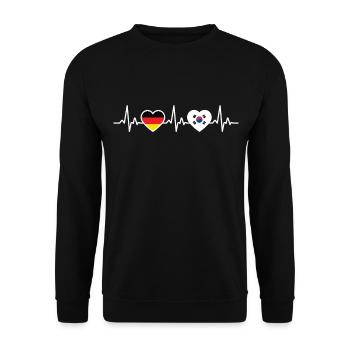 Corée du Sud Allemagne Battement de cœur Drapeau Corée du Sud - Sweat-shirt Unisexe - noir - Devant - Alina (178cm) & Michal (187cm)