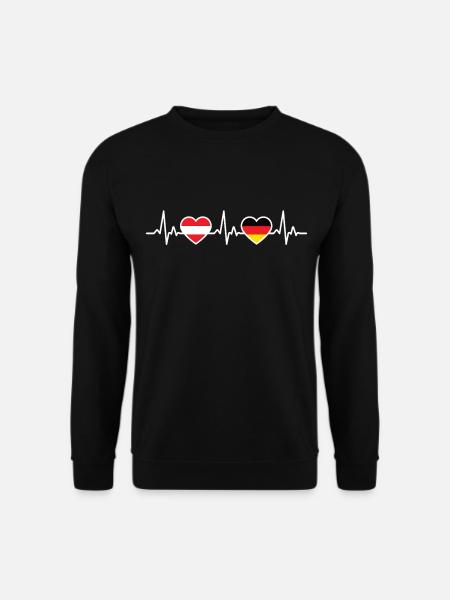 Österreich Deutschland Herzschlag Österreicher - Unisex Pullover - Schwarz
