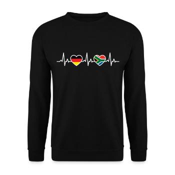 Suedafrika Deutschland Herzschlag South Africa - Unisex Pullover - Schwarz - Vorne - Alina (178cm) & Michal (187cm)