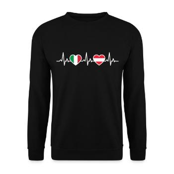 Netherlands Italy Heartbeat Flag - Unisex Sweatshirt - black - Front - Alina (178cm) & Michal (187cm)
