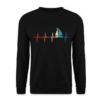 Retro Sailor Sailboat Heartbeat Sailing - Unisex Sweatshirt - black - Front - Alina (178cm) & Michal (187cm)