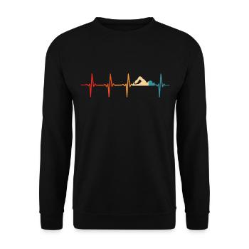 Schwimmer Retro Herzschlag Schwimmen - Unisex Pullover - Schwarz - Vorne - Alina (178cm) & Michal (187cm)
