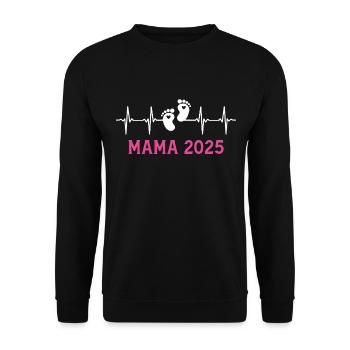 Mama 2025 Herzschlag Werdende Mutter - Unisex Pullover - Schwarz - Vorne - Alina (178cm) & Michal (187cm)