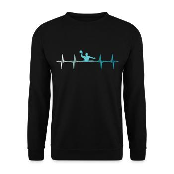 Retro Wasserball Herzschlag water polo - Unisex Pullover - Schwarz - Vorne - Alina (178cm) & Michal (187cm)