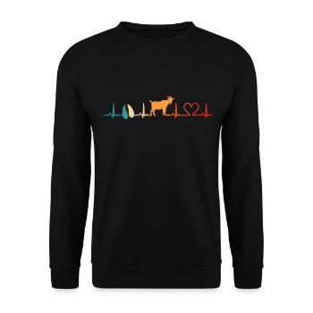 Chèvre Rétro Battement de cœur Chèvres - Sweat-shirt Unisexe - noir - Devant - Alina (178cm) & Michal (187cm)