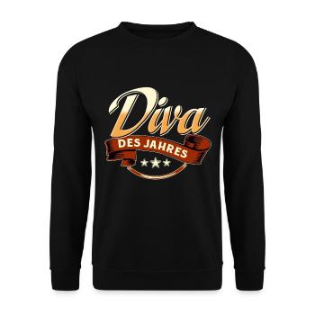 Diva des Jahres RAHMENLOS Geschenk - Unisex Pullover - Schwarz - Vorne - Alina (178cm) & Michal (187cm)
