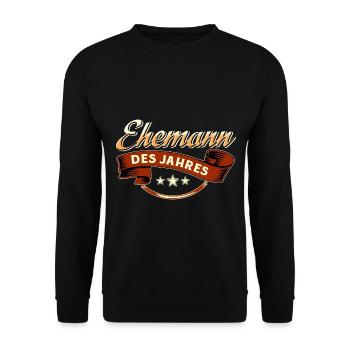 Ehemann des Jahres RAHMENLOS Geschenk - Unisex Pullover - Schwarz - Vorne - Alina (178cm) & Michal (187cm)