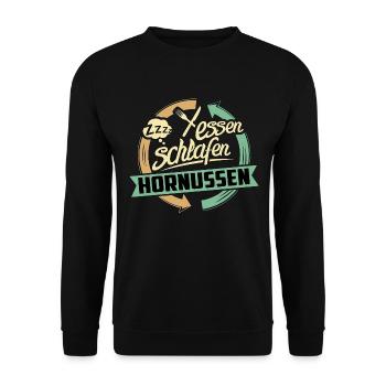 Sport Design Hornussen RAHMENLOS Geschenk Hobby - Unisex Pullover - Schwarz - Vorne - Alina (178cm) & Michal (187cm)