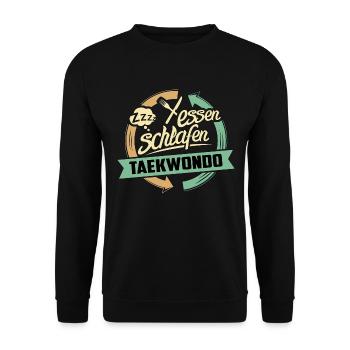 Sport Design Taekwondo RAHMENLOS Geschenk Hobby - Unisex Pullover - Schwarz - Vorne - Alina (178cm) & Michal (187cm)