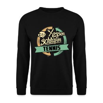 Sport Design Tennis RAHMENLOS Geschenk Hobby - Unisex Pullover - Schwarz - Vorne - Alina (178cm) & Michal (187cm)