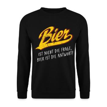 Bier ist nicht die Frage - Bier ist die Antwort - Unisex Pullover - Schwarz - Vorne - Alina (178cm) & Michal (187cm)