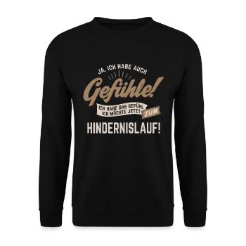 Gefuehle - ich moechte Sport - Hindernislauf! - - Unisex Pullover - Schwarz - Vorne - Alina (178cm) & Michal (187cm)