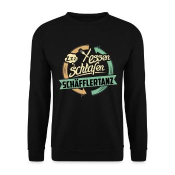 Essen - Schlafen - Schäfflertanz tanzen - - Unisex Pullover - Schwarz - Vorne - Alina (178cm) & Michal (187cm)