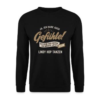 Gefühl ich möchte Lindy Hop tanzen sepia - - Unisex Pullover - Schwarz - Vorne - Alina (178cm) & Michal (187cm)