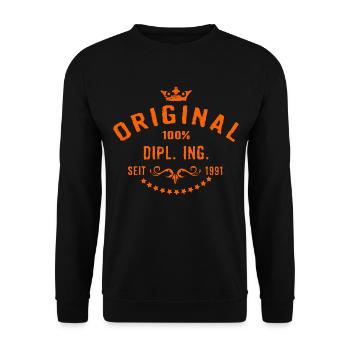 Beruf Diplom Ingenieur seit 1991 - RAHMENLOS - Unisex Pullover - Schwarz - Vorne - Alina (178cm) & Michal (187cm)
