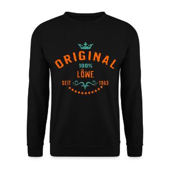100 Prozent Sternzeichen Löwe Jahrgang 1983 - - Unisex Pullover - Schwarz - Vorne - Alina (178cm) & Michal (187cm)