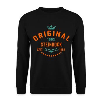 100 Prozent Sternzeichen Steinbock Jahrgang 1965 - - Unisex Pullover - Schwarz - Vorne - Alina (178cm) & Michal (187cm)