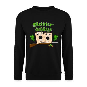 FD - Meisterschütze Fun Schützenverein Gewehr - Unisex Pullover - Schwarz - Vorne - Alina (178cm) & Michal (187cm)
